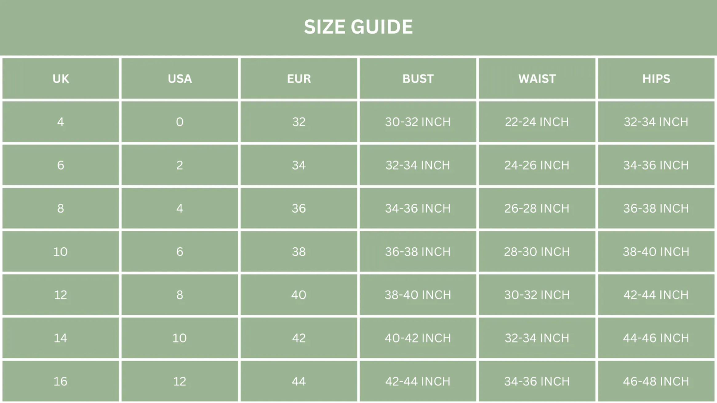 size chart